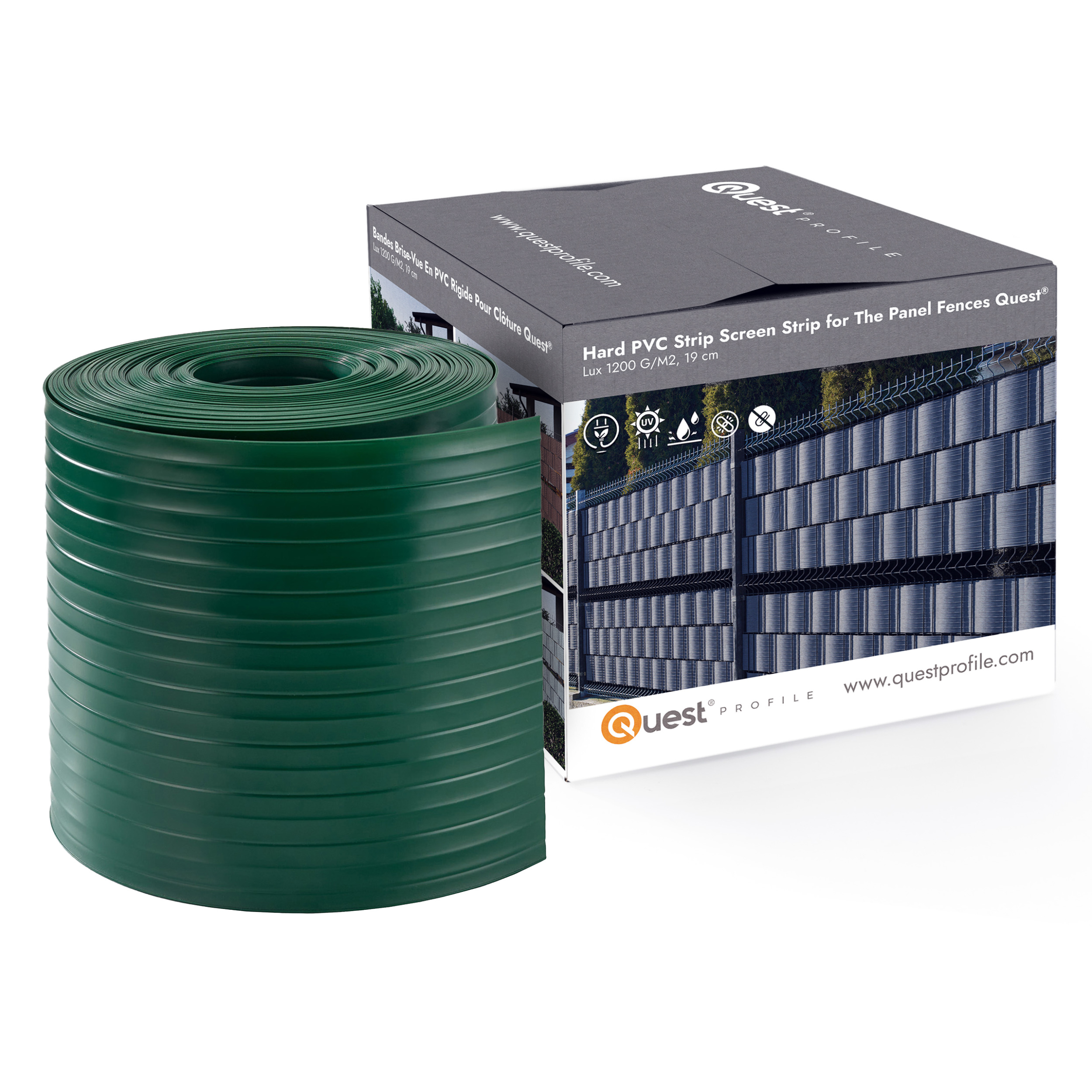 Bande Brise-Vue En Pvc Double Fil - 50 M X 19 Cm - Avec 40 Clips De