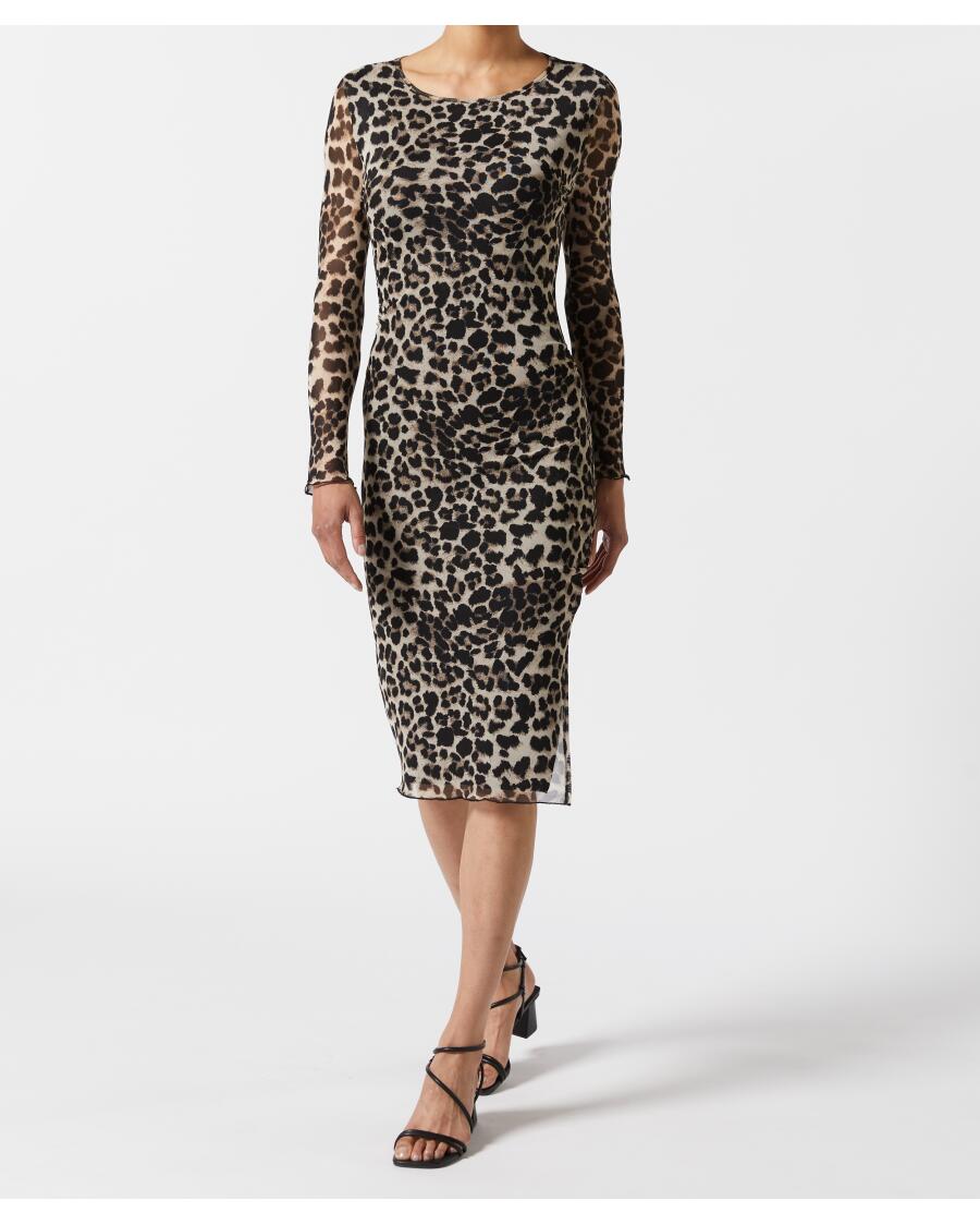 SweatyRocks Damen Leopardenkleid - Y2K Style Mit Mesh Ärmeln