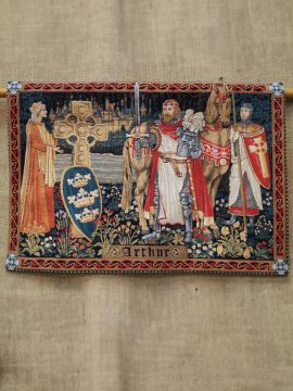 Vintage Polyester Wandteppich Mit Ritter Und Engel Für