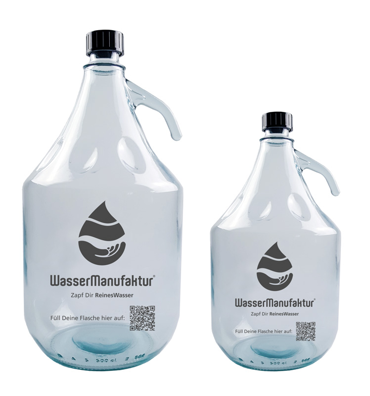 3l und 5l Wasserflasche Glas mit Henkel