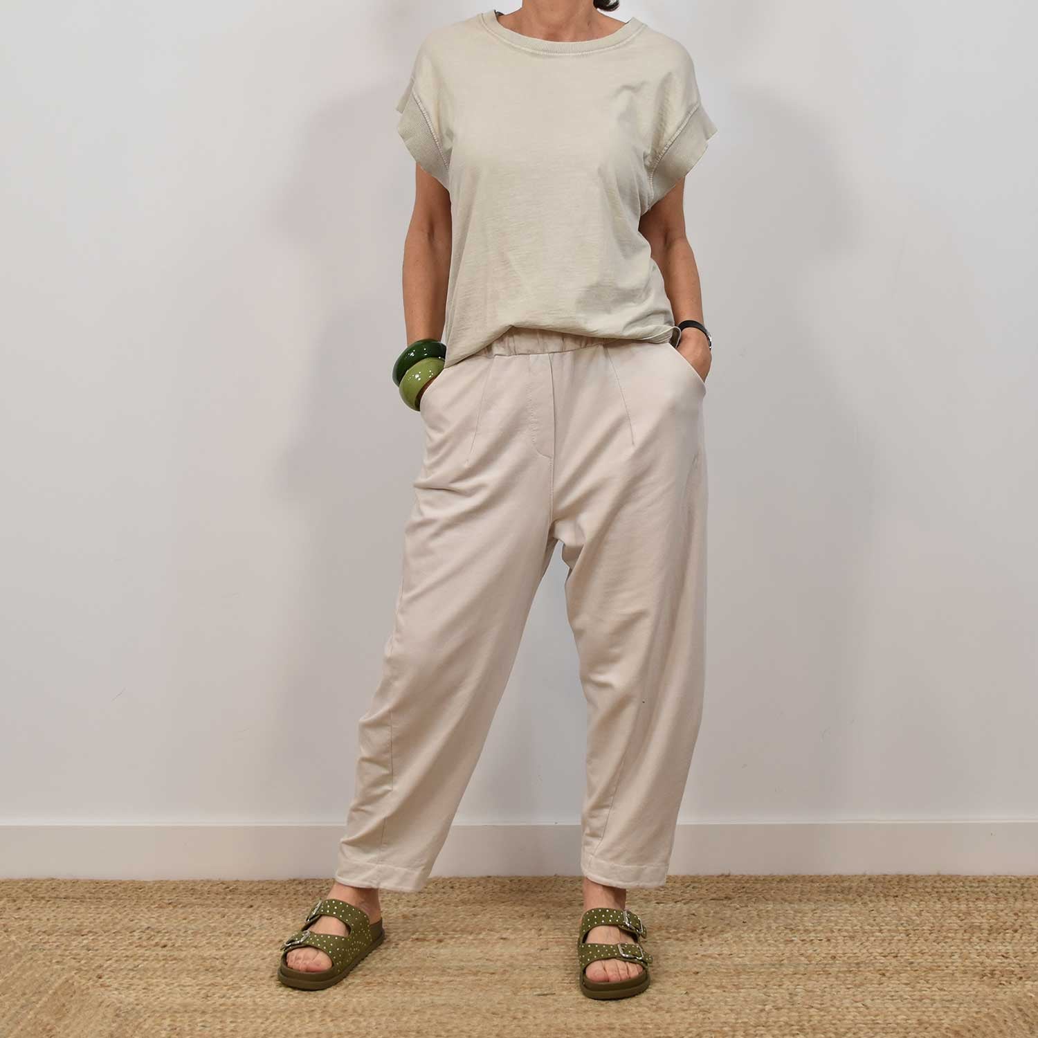 Pantalón bombacho beige Talla Única
