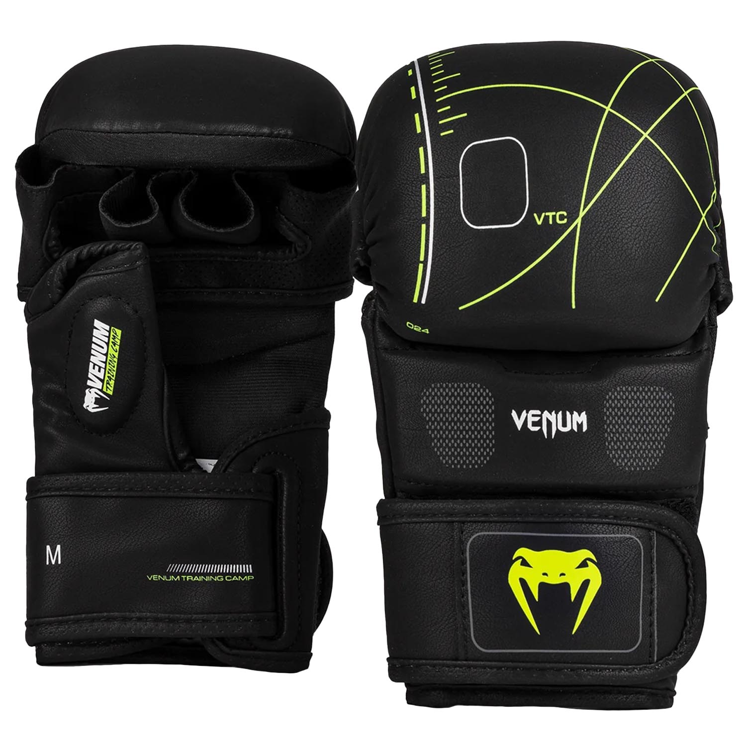 VENUM MMA Sparring Handschuhe, Training Camp 4.0, schwarz-neongrn, S | S |  13668-1