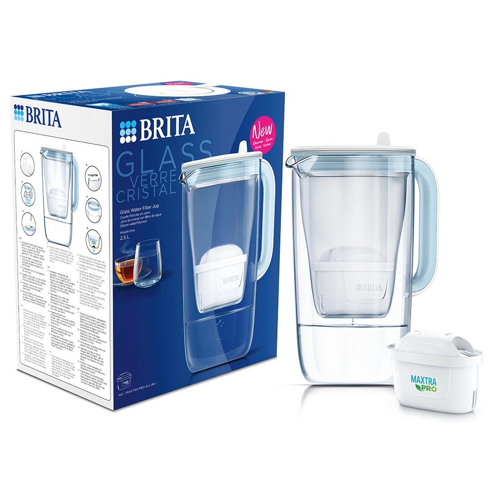 Carafe Filtrante Brita Model One – Verre Bleu – Neuve Sous Emballage