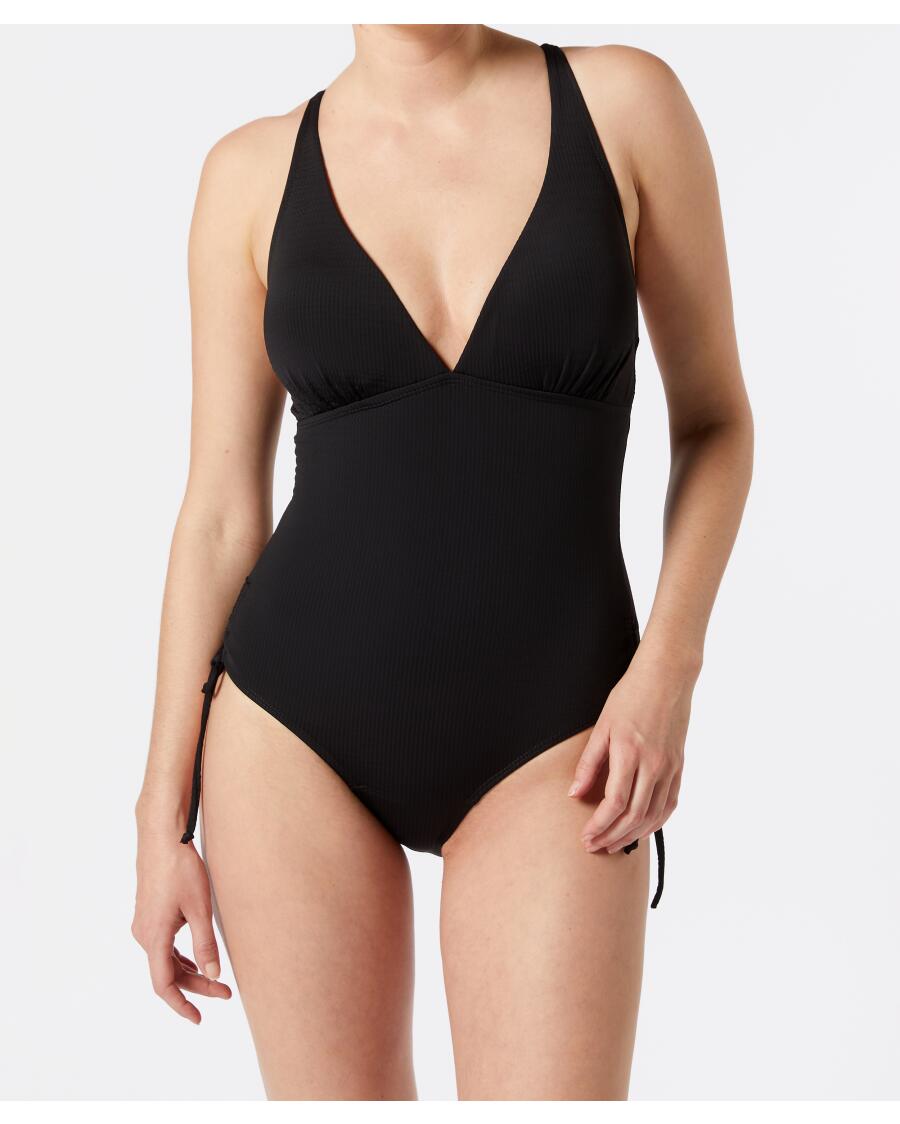 MARINAVIDA Damen Badeanzug Einteilig | V-Ausschnitt Mit Neckholder | Bauchkontrollierend & Gefüttert | Polyester/Elastan