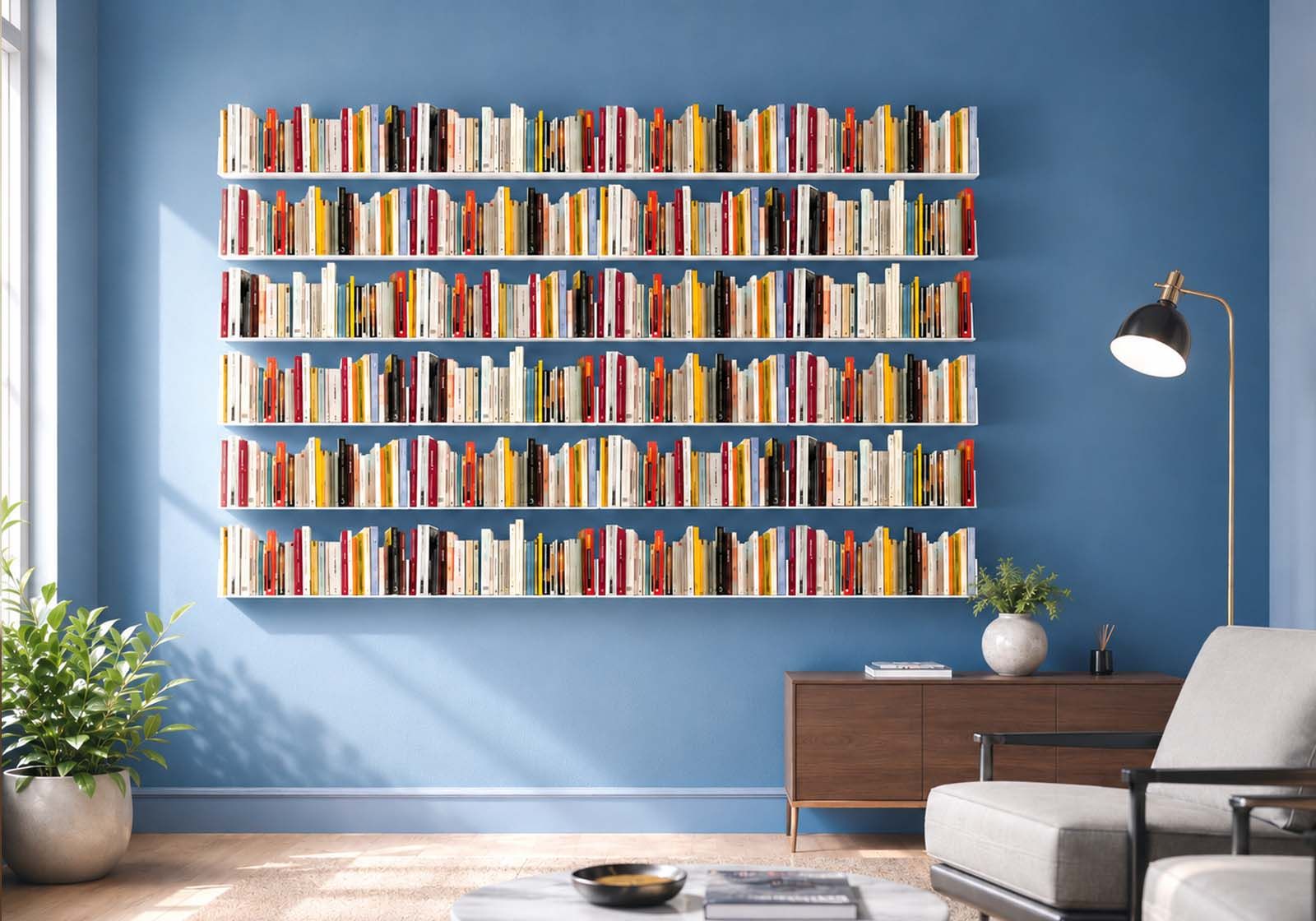 Bücherregal - Weiß Bücherschrank Metall 60 cm