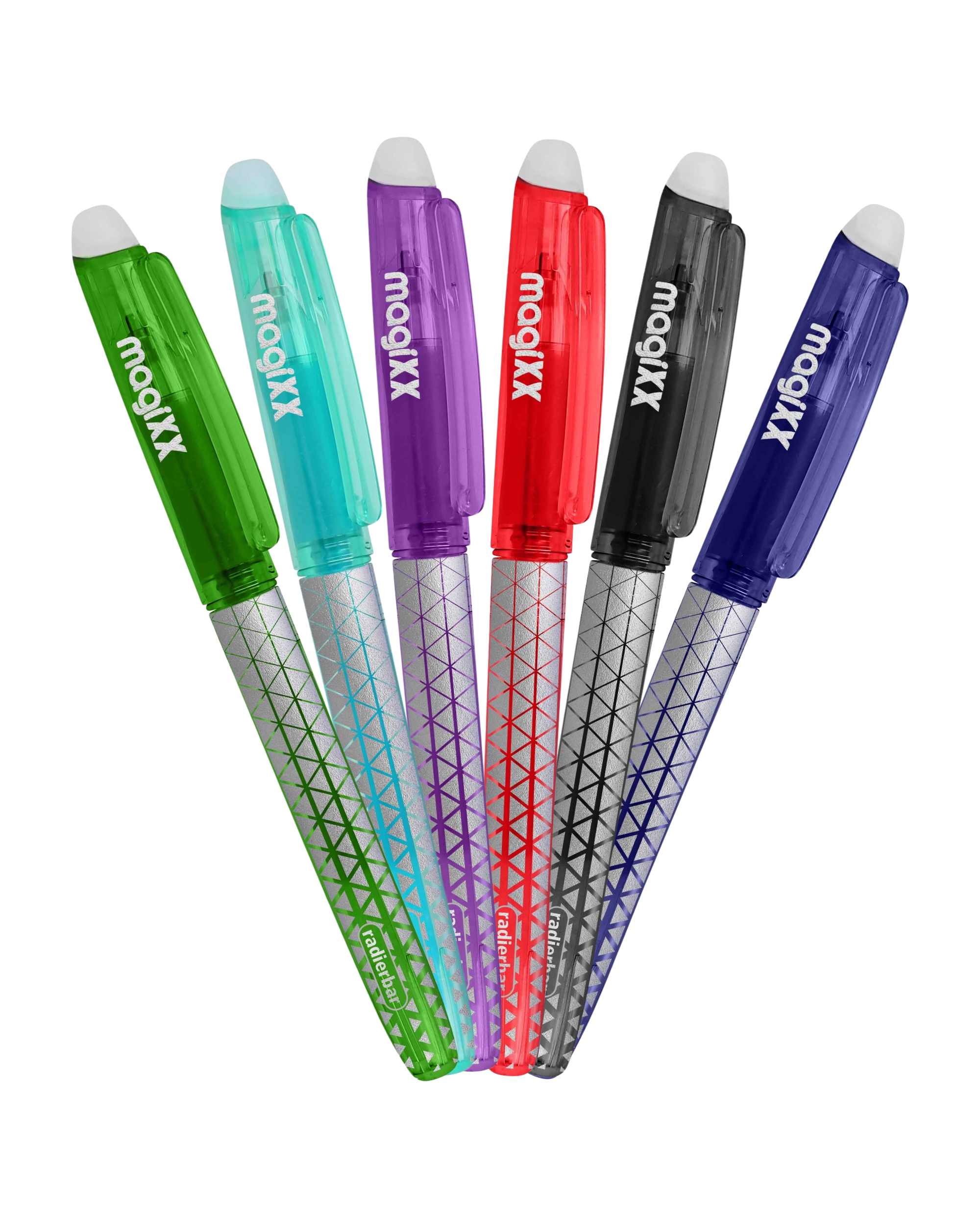 6er Set Radierbare Kugelschreiber 0.5 Mm - Mit Radiergummi Für Schule & Büro