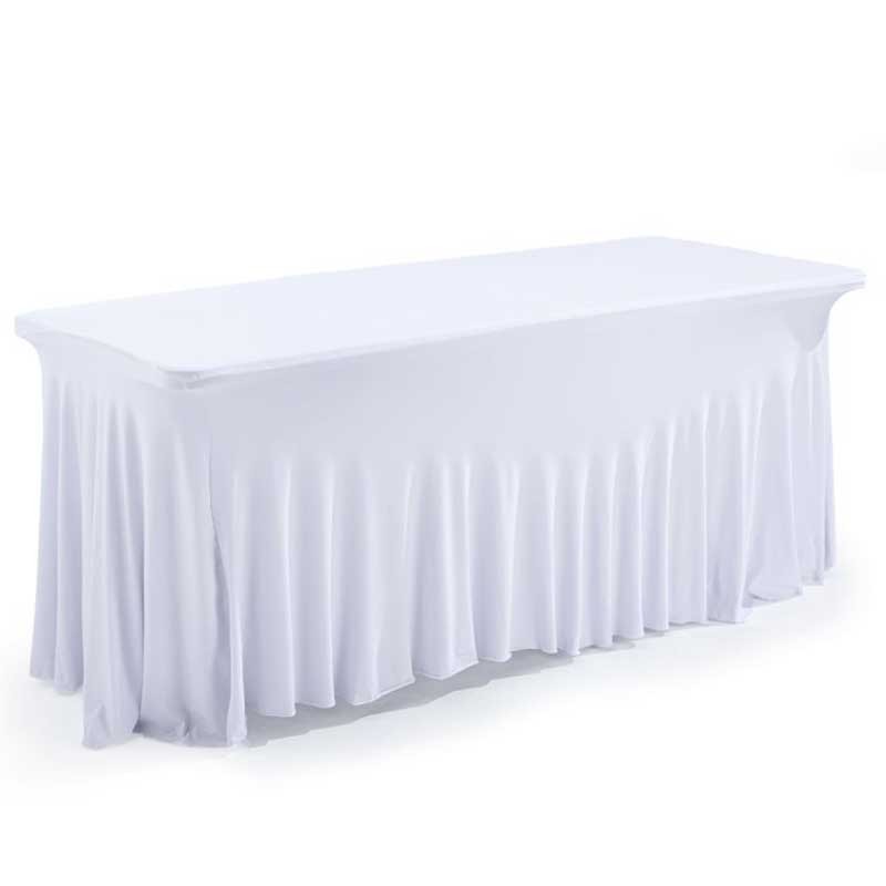 Lot De 2 Jupes De Table Blanches Élasthanne Extensibles - Nappes Ajustées Pour Mariage Et Événements